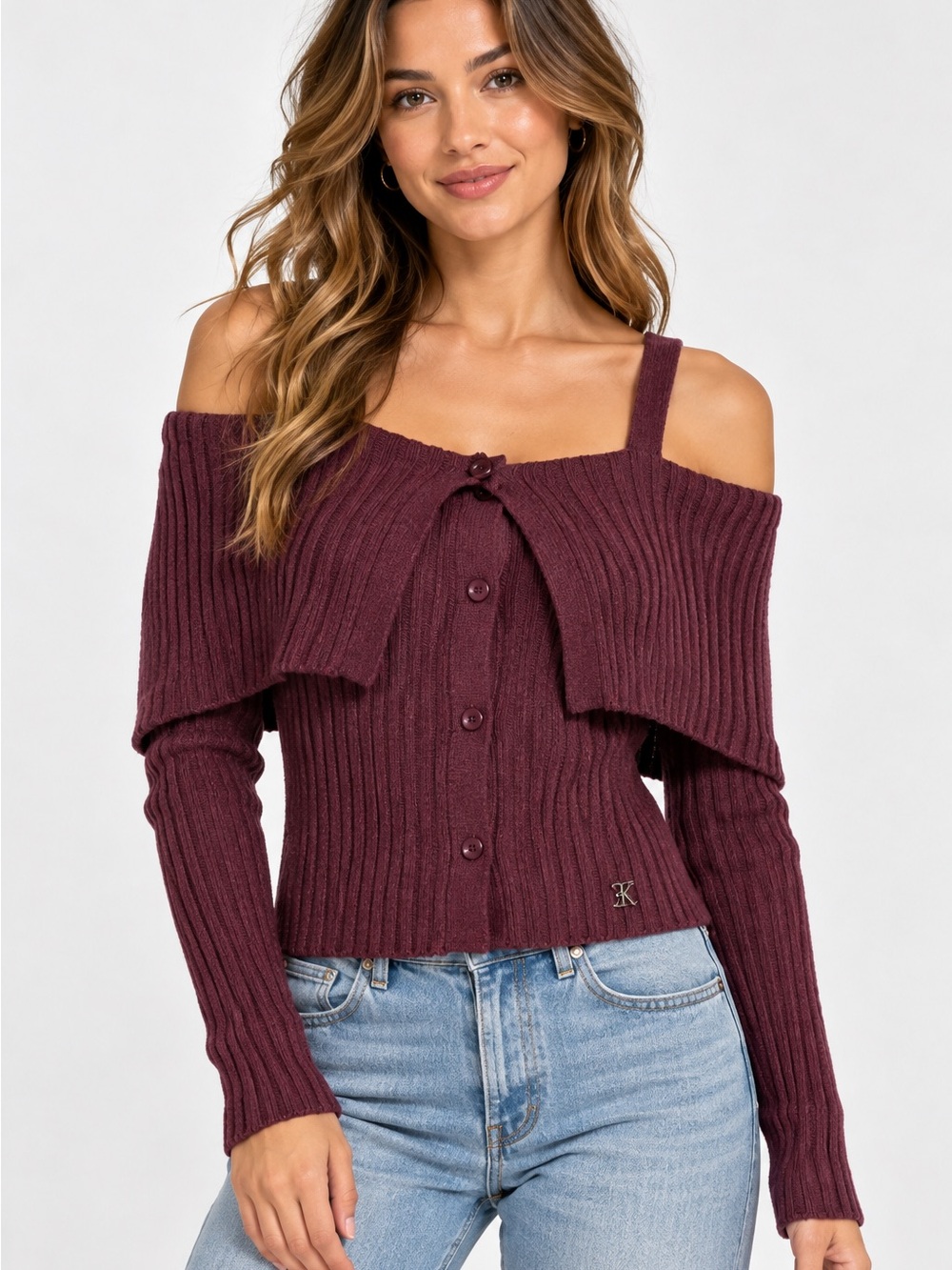 KILLSTAR Dusk Empress Knit Top XS Burgundy Whimsigoth Goth Cold Shoulder Witchy